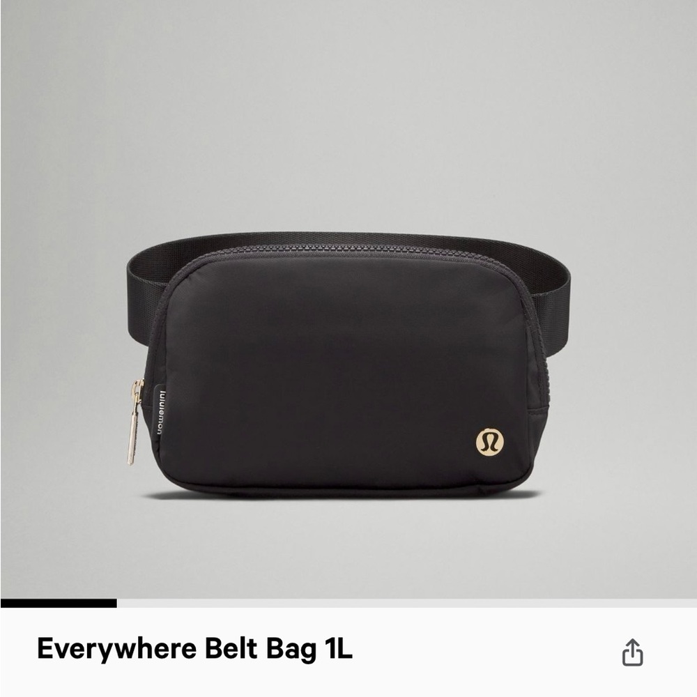 NWT Lululemon Black with Gold Accent Everywhere Belt Bag